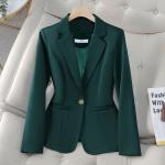 Women's Green High-End Casual Blazer 2024 Spring New Style Small Suit Coat With Small Man Temperament