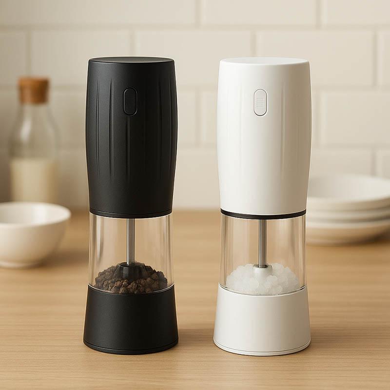 Gravity Electric Pepper and Salt Grinder Set Plastic Material Adjustable Coarseness Automatic Battery Powered Pepper Mill Shaker